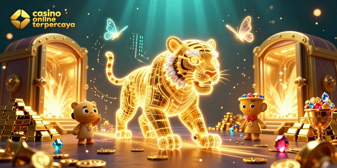 Play thrilling casino online terpercaya games with a neon-wireframe tiger illuminating the digital world.