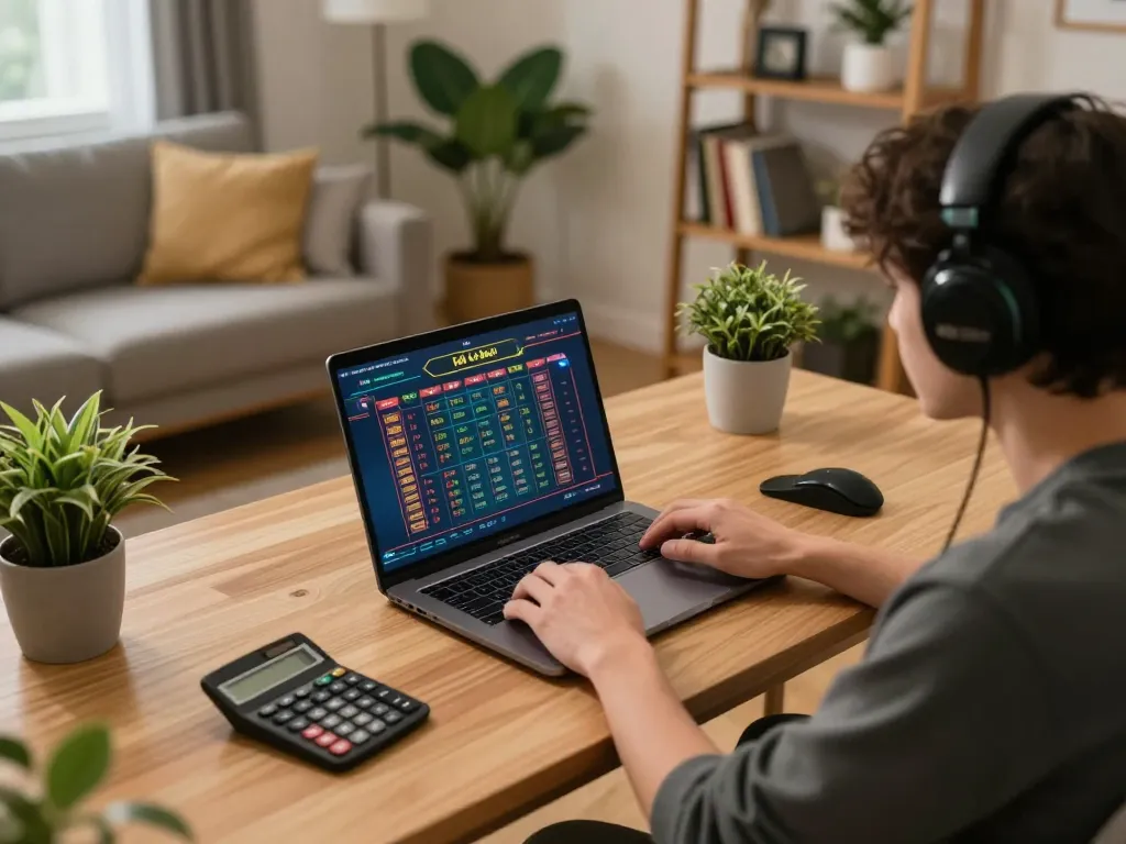 Lô đề online gameplay at home with strategic betting setup and warm ambiance