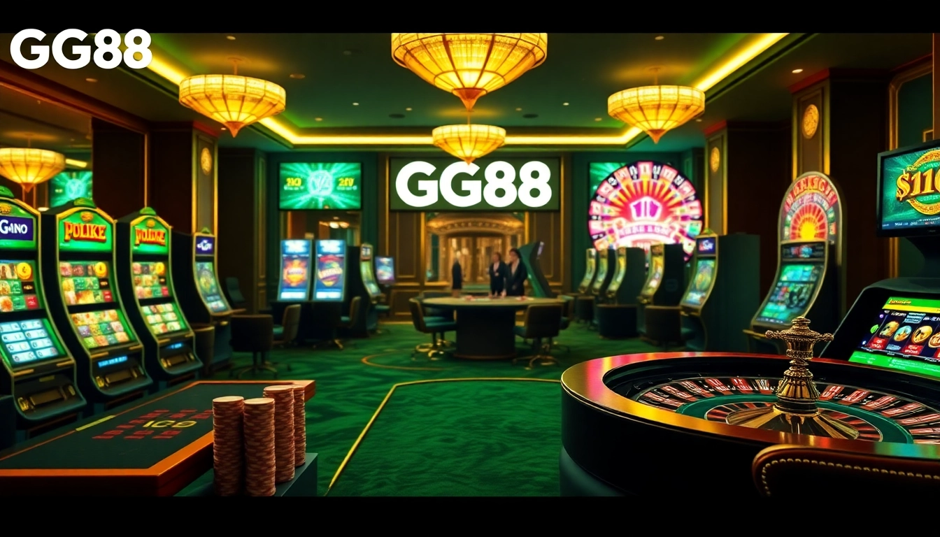 Experience the excitement of GG88 online gaming with vibrant casino visuals.