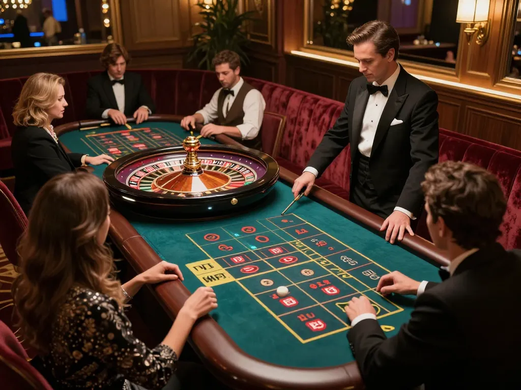 Spinning roulette wheel and players placing bets at https://f168.osaka/ showcasing the excitement of live gaming.