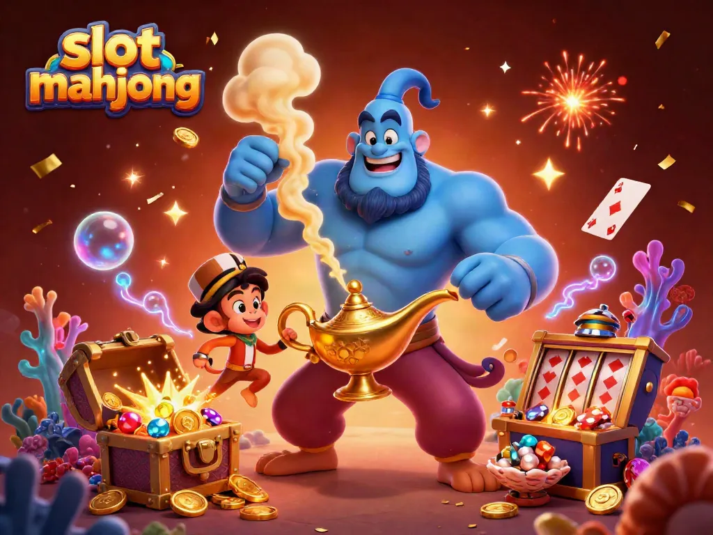 Experience thrilling gameplay in slot mahjong with this vibrant 3D casino illustration showcasing characters and rich game elements.