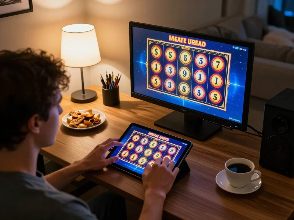 Engaging in online gaming at 88aa trang chủ with vibrant slot gameplay on tablet