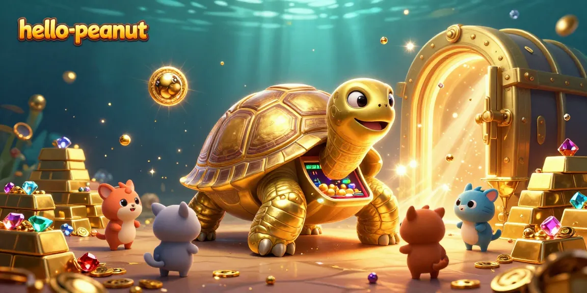 Spintar jackpot bersama hello-peanut, kura-kura emas di tengah keceriaan permainan.