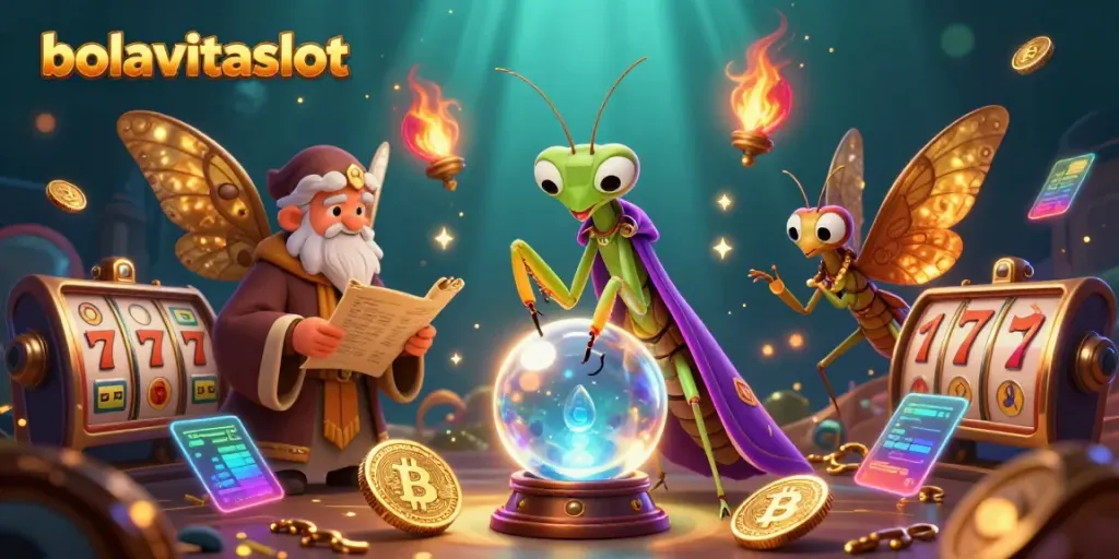 Spin and win at bolavitaslot with a mystical fortune teller and iconic slot symbols.