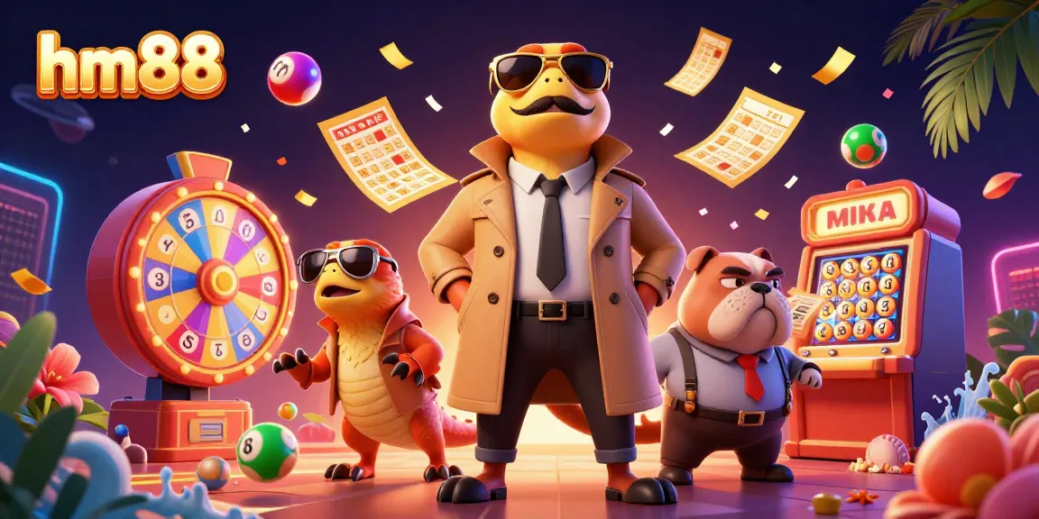Experience exciting gameplay at hm88 with a cartoon raptor entry to a VIP casino lounge full of vibrant elements.