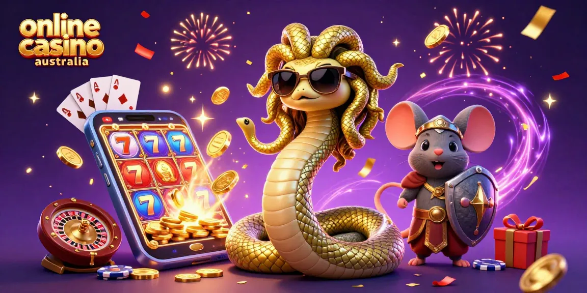 Try your luck at the online casino Australia with vibrant slot games, coins, and festive atmosphere.