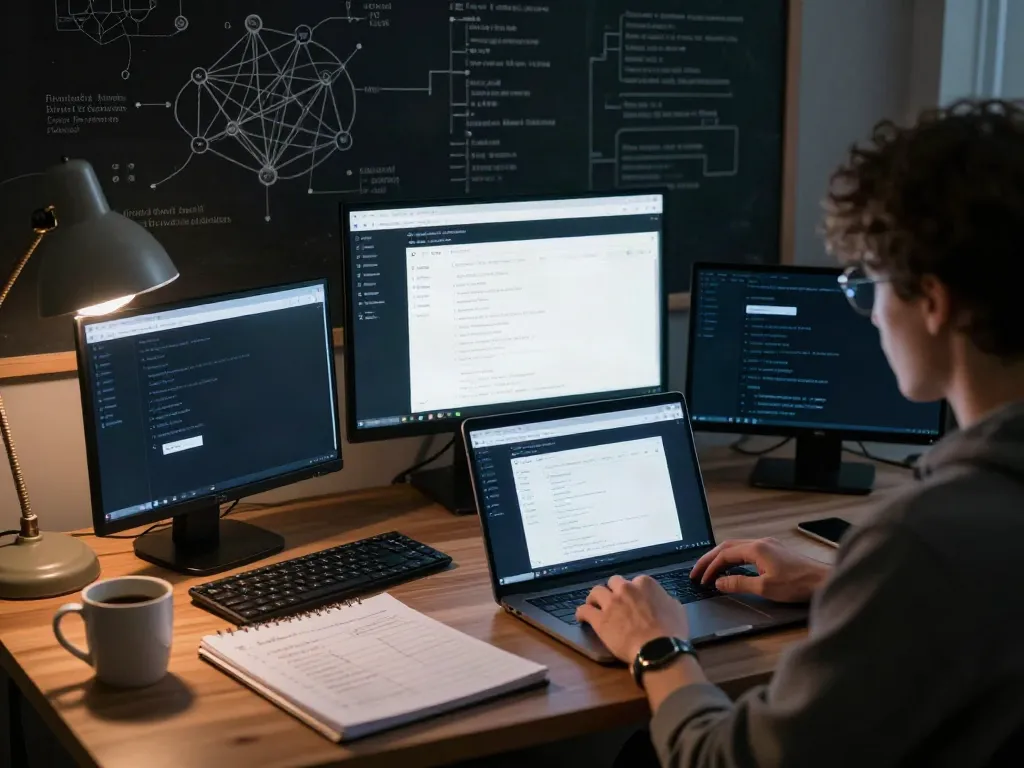 Researching the hidden wiki 2026 with multiple screens and notes