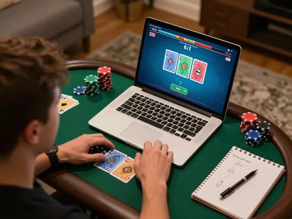 Engaging in strategic online poker gameplay at Rik vip while managing bankroll in a cozy setting