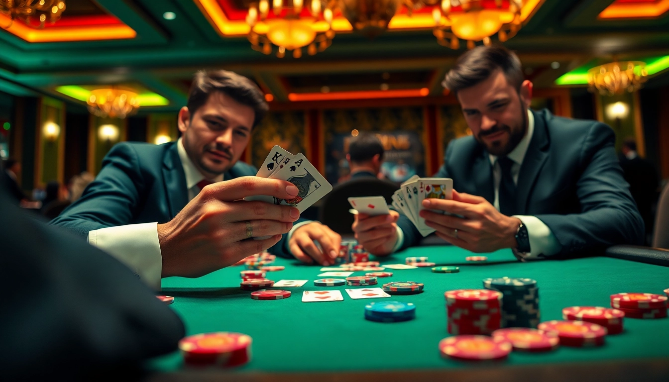 Experience a thrilling Poker Game with players showcasing their strategies and poker hands.