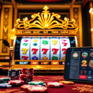 Experience luxury gaming at https://www.6slots8.com/ with vibrant slot machines and poker chips.
