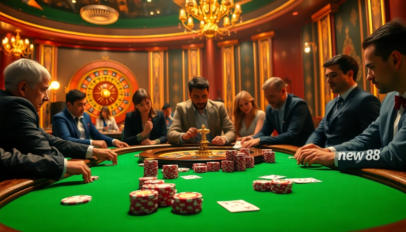 Experience the thrilling atmosphere of new 88 casino with luxurious poker tables and games.