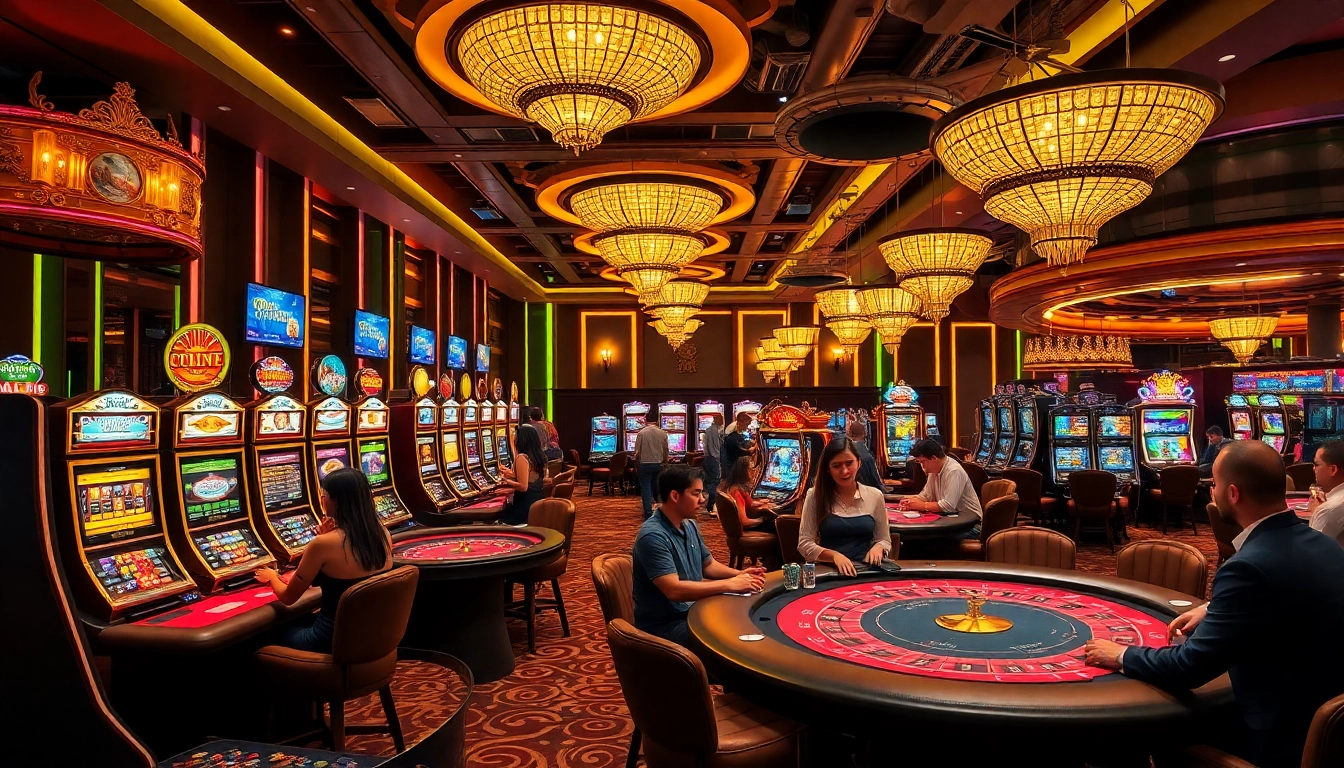 KJC gaming enthusiasts enjoying a luxurious casino environment with vibrant tables and slots.