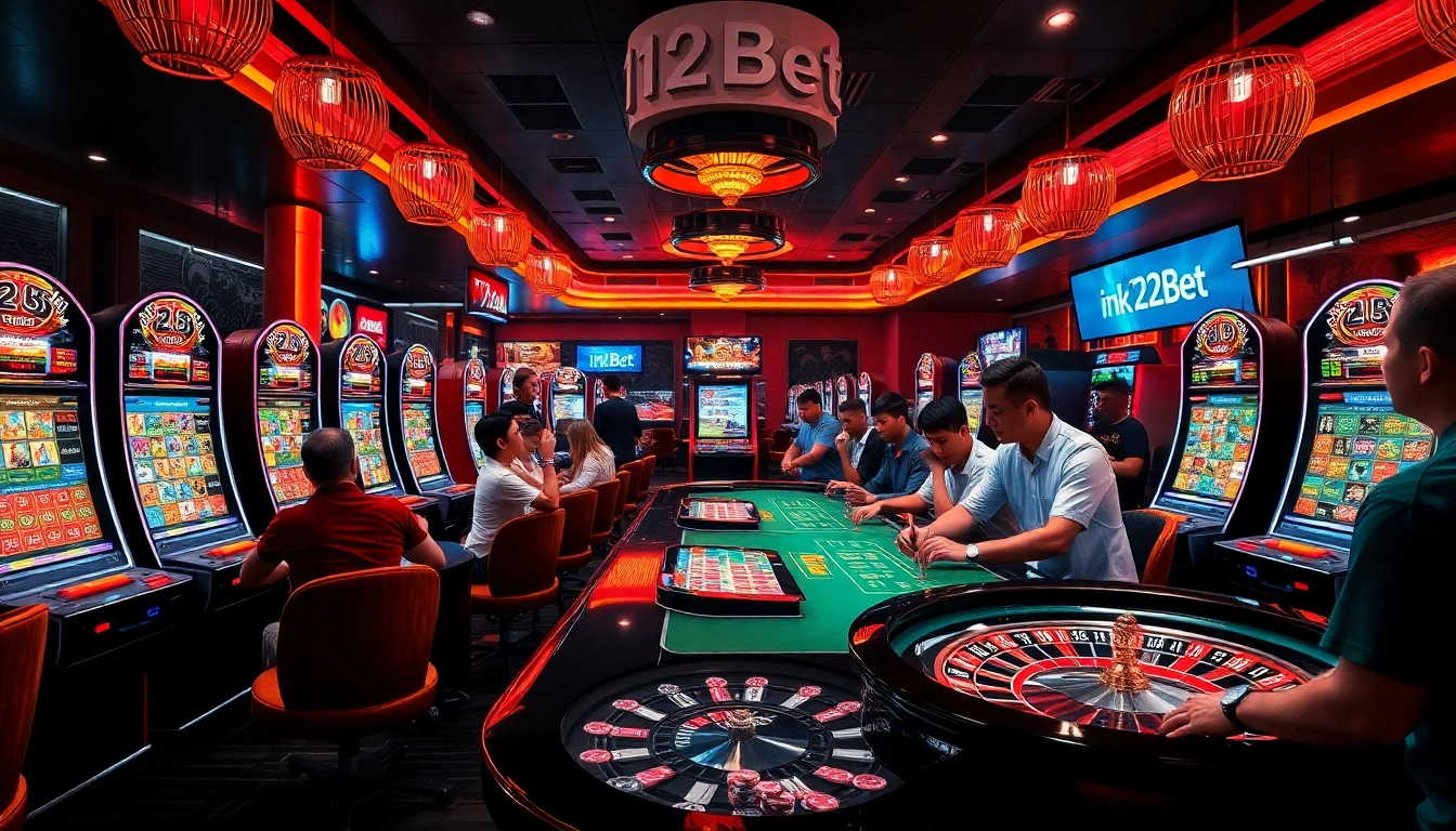 Engage with 'ink vao 12bet' while enjoying a vibrant online casino experience featuring colorful gaming elements.