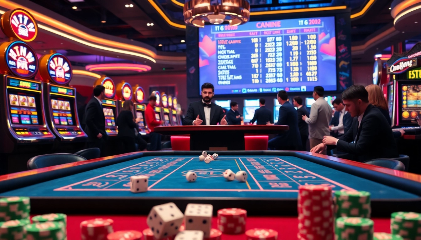 C168 gaming table surrounded by enthusiastic players and vibrant slot machines in a luxurious casino.