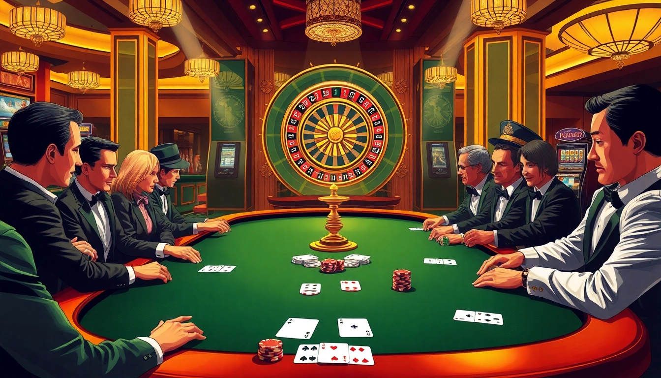 KJC's elite poker scene with players engaged in high-stakes Texas Hold'em amidst luxury.