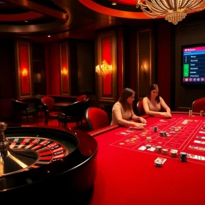 Experience the excitement at https://ww88b.com/ with poker chips and a roulette wheel in a luxurious casino setting.