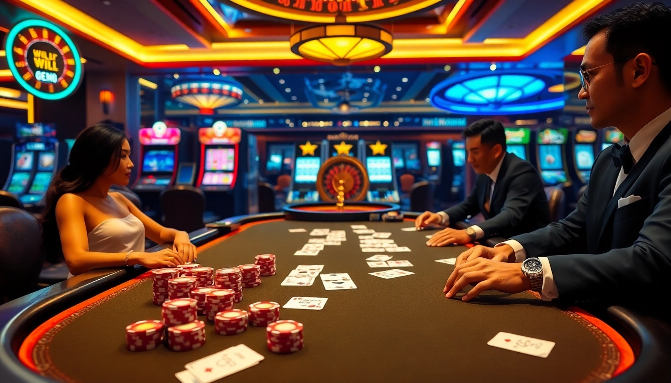 Experience the thrill of online gambling at https://mm88.tokyo/ with vibrant poker tables and slot machines.