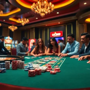 Exciting gaming atmosphere featuring quality plays at https://lc88app.com/ with poker chips, cards, and dice.