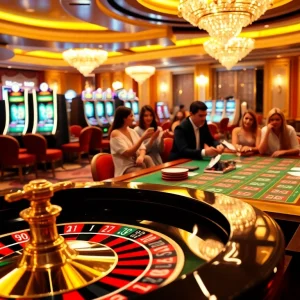 Exciting gambling scene with players engaging in https://kingarthurcafe.com/menu and vibrant casino elements.