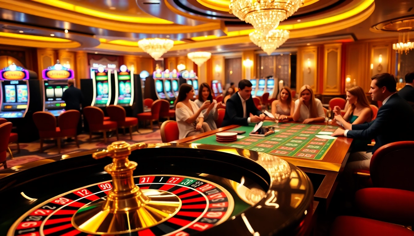 Exciting gambling scene with players engaging in https://kingarthurcafe.com/menu and vibrant casino elements.