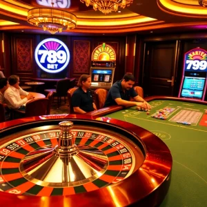 Experience the excitement of 789bet with players engaging at a vibrant casino table.