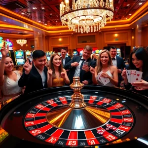 Experience the thrill of Hello88 at a lively casino table with excited players.