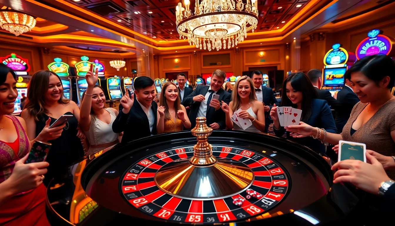 Experience the thrill of Hello88 at a lively casino table with excited players.