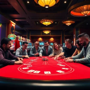 Players celebrating a win at the casino table connected to https://8kbest.net/ with exciting gaming atmosphere.
