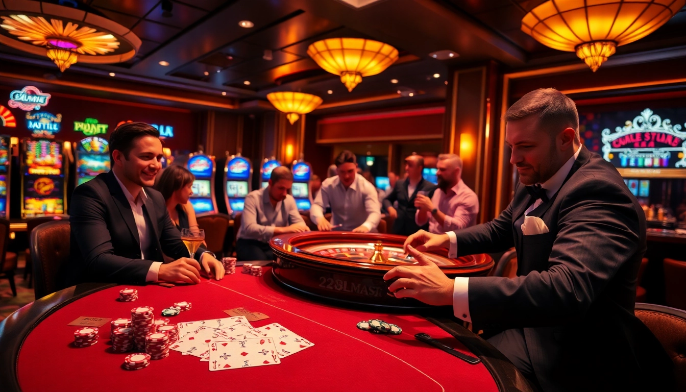 22JL poker table action with vibrant casino atmosphere and high-stake excitement.