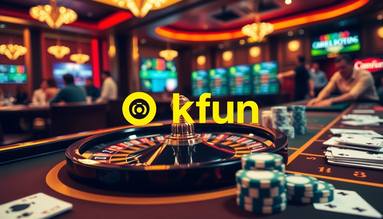 Okfun players enjoying vibrant casino games with roulette and poker chips.