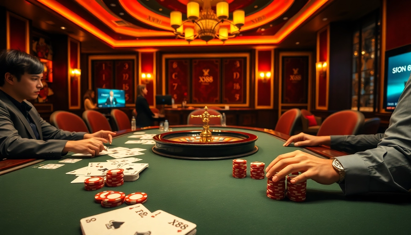 Experience the luxury of XX88 with an exciting scene of vibrant casino gameplay.