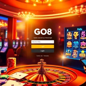 Dynamic casino scene featuring go8 đăng nhập on a sleek online gambling interface