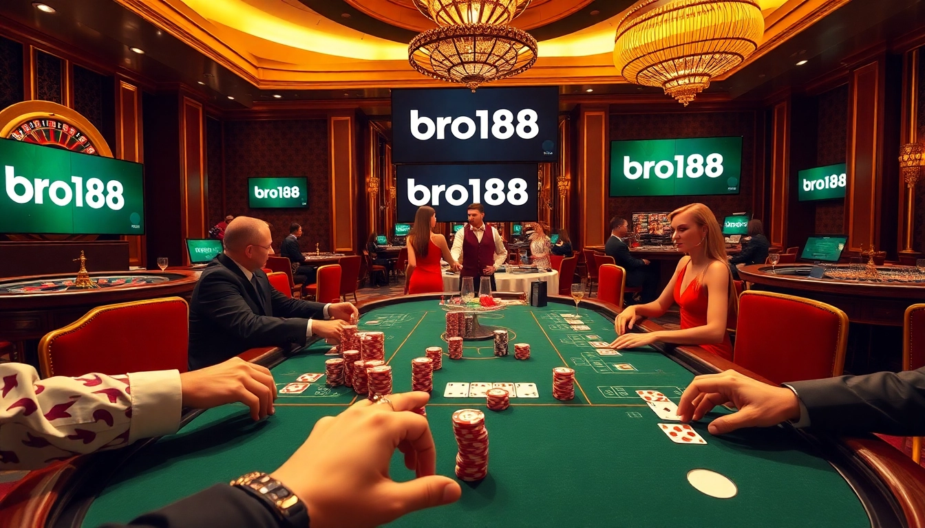 Experience thrilling gameplay with bro138 at a vibrant casino setting, showcasing high-stakes betting and exciting games.