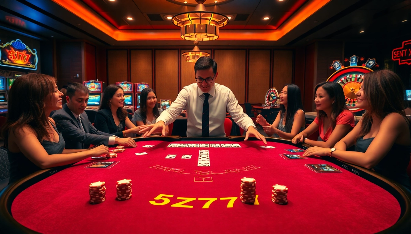 Experience the thrill of 5Z777 at a luxury casino with blackjack and slot machines.