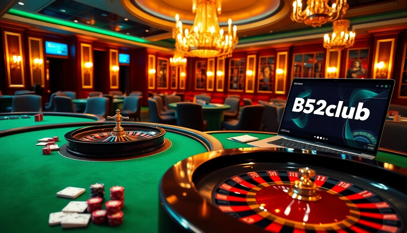 Experience thrilling games at B52club with a vibrant casino atmosphere and luxe decor.