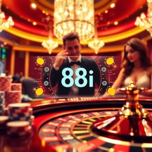 Exciting scene of a player engaging in online gambling with 88i brand elements highlighted.