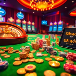 Join the excitement at okwin vip with vibrant casino visuals featuring roulette, poker, and slot action.