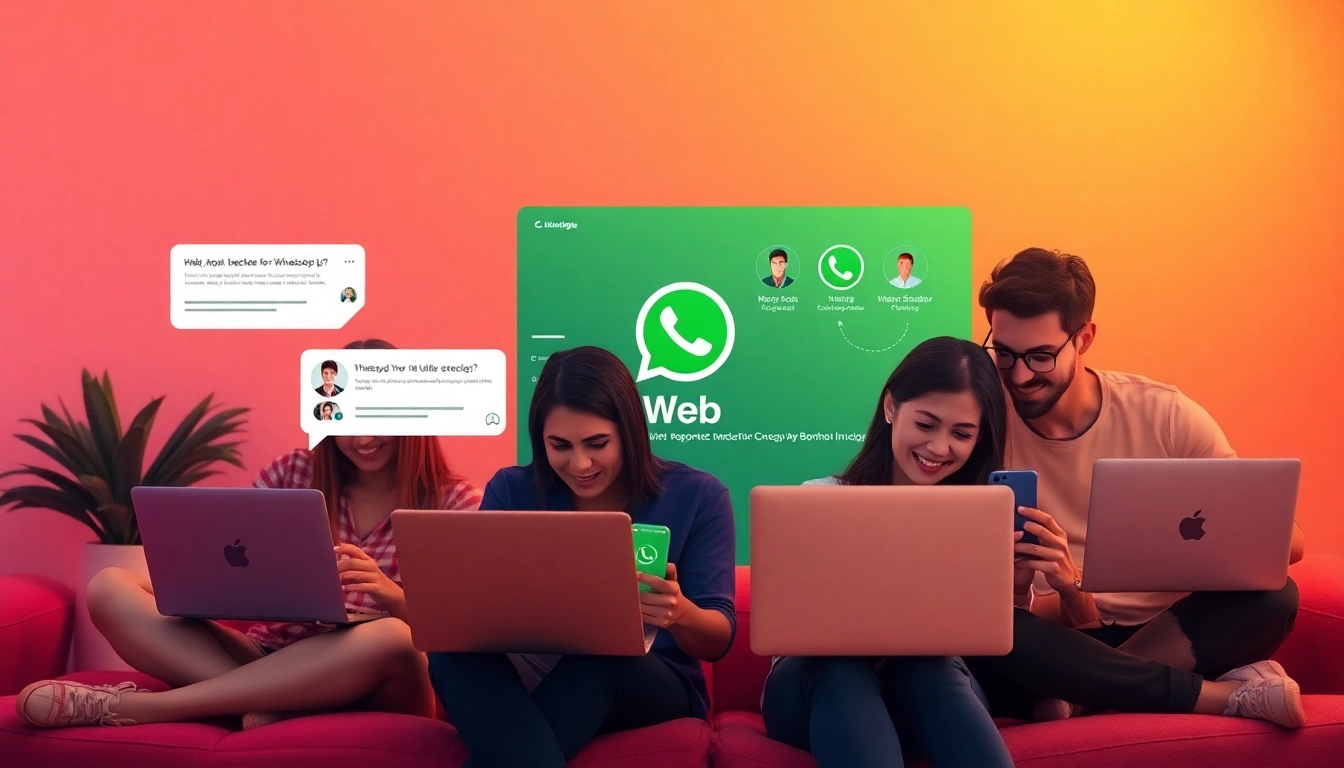 WhatsApp Web 界面，展示 快连官网 功能，包括消息、视频通话和位置共享。