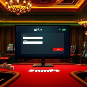 Engaging scene of a player đăng ký okfun at an elegant online casino interface.