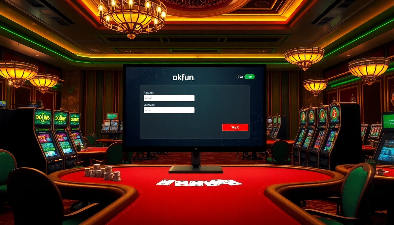 Engaging scene of a player đăng ký okfun at an elegant online casino interface.