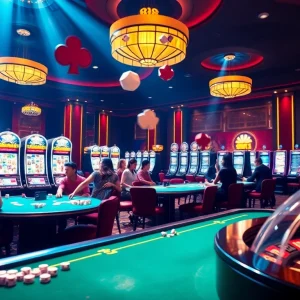 Experience thrilling gameplay at 88i game, featuring vibrant casino tables and exciting slot machines.