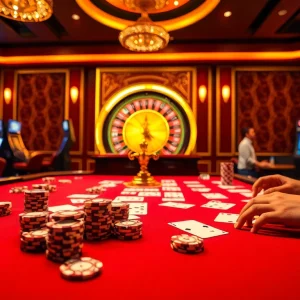 Engaged players enjoying thrilling games at ONBET's luxurious casino tables.