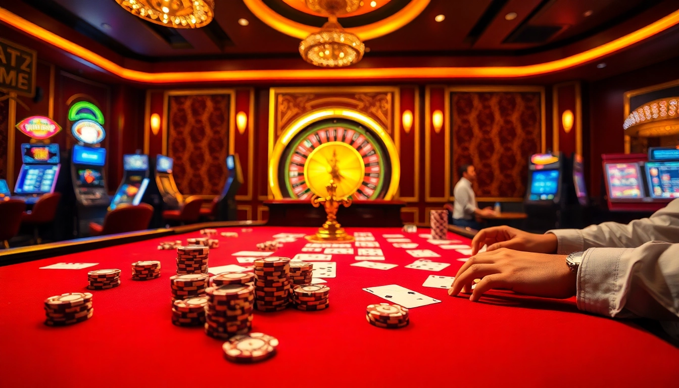 Engaged players enjoying thrilling games at ONBET's luxurious casino tables.