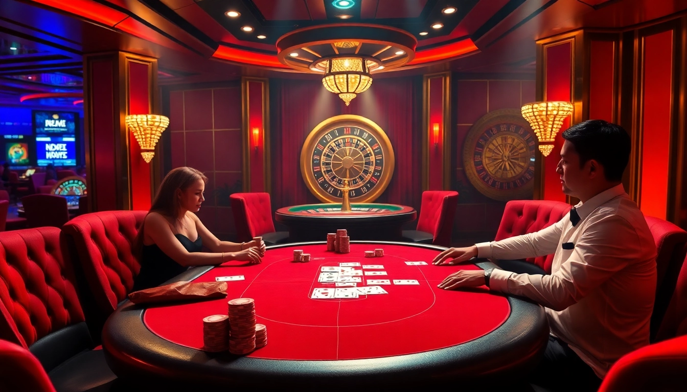 Experience the excitement of onicplay login at a glamorous poker table with players and poker chips.