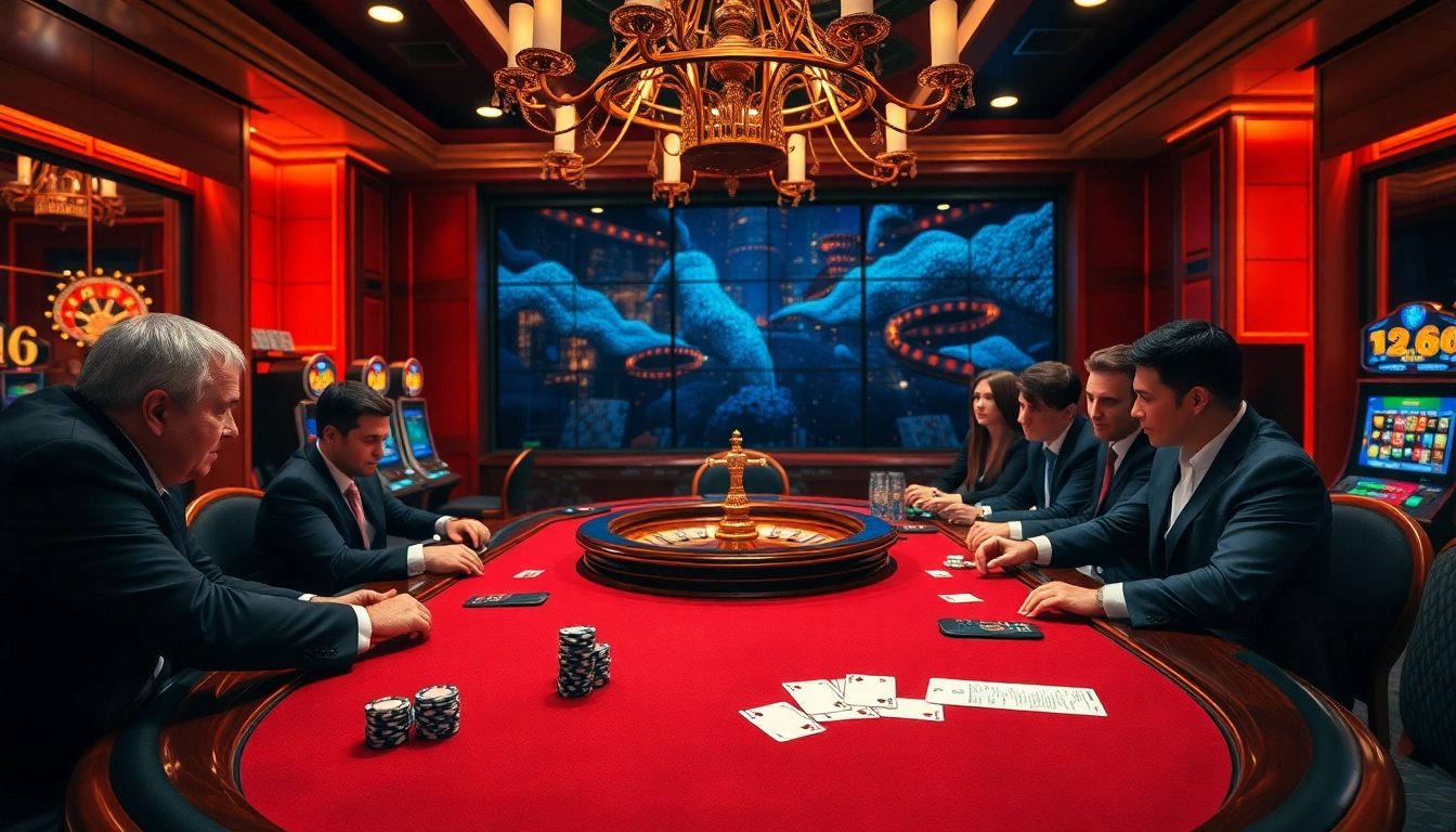 Experience the thrill of gambling at hz88 with a vibrant casino scene featuring poker and roulette.