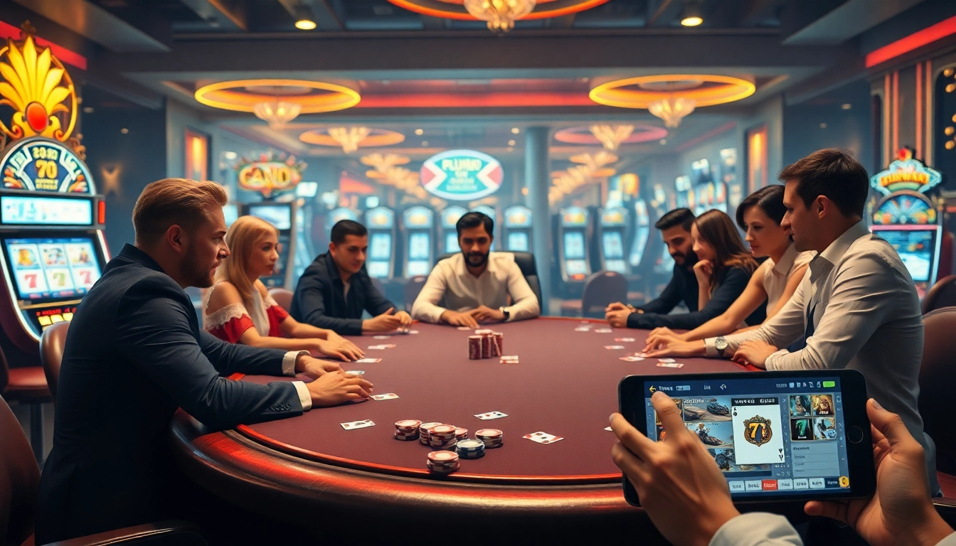 הצגת פעולה מרגשת של משחק המדגים את ממשק אפליקציית ההורדה של 7XL בסביבת קזינו יוקרתי.