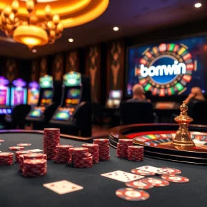 Engage in high-stakes excitement at bomwin while playing vibrant poker games at an elegant casino.