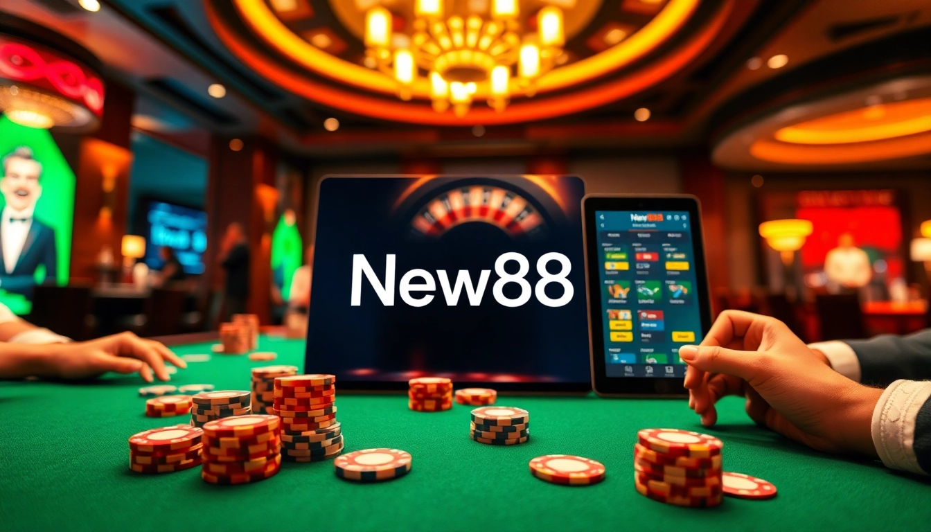 Experience the thrill of gaming at New88 with engaging poker and roulette action.