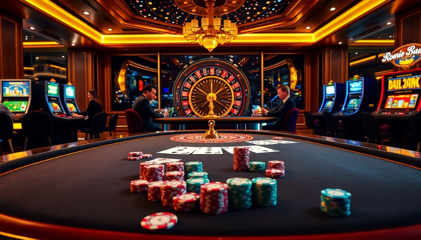 Exciting casino experience at https://fun793.org/ with a poker game, chips, and roulette wheel.