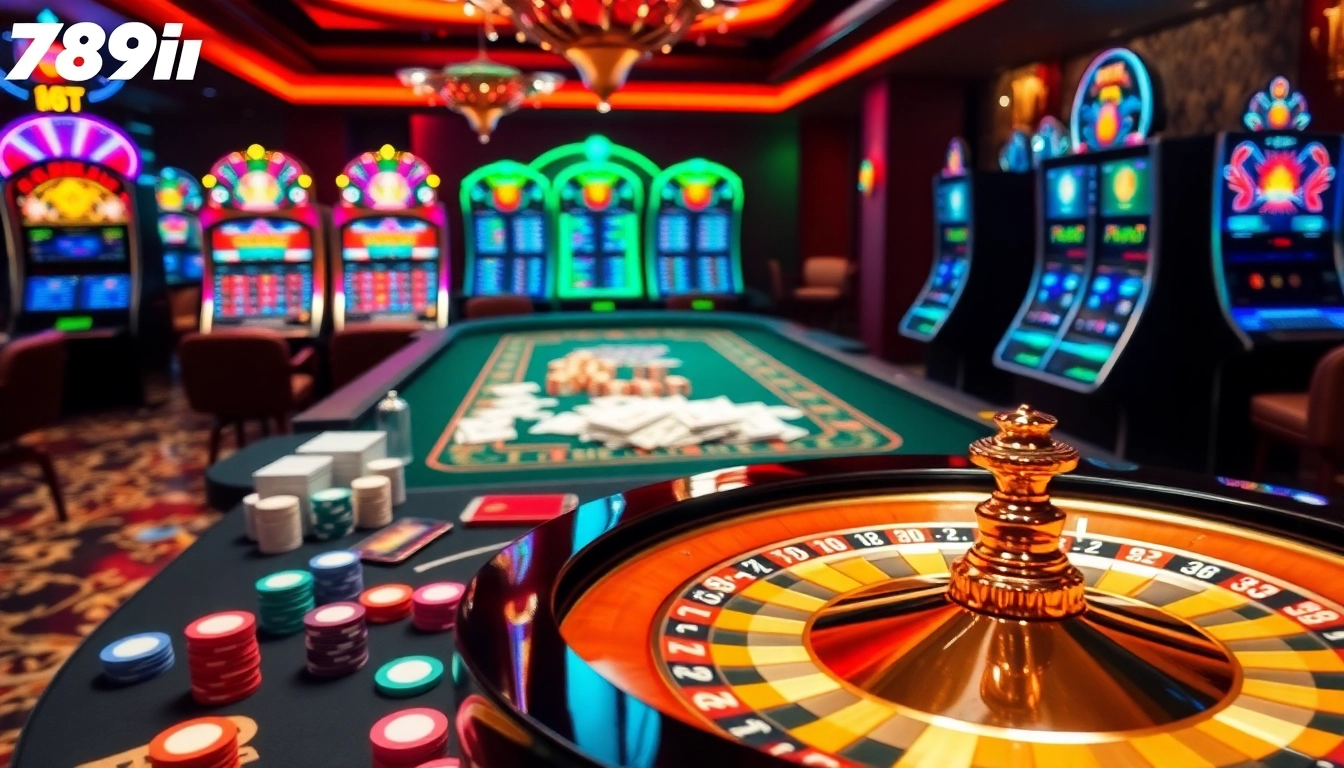 Exciting gaming scene at 789win casino with vibrant tables and engaging players.